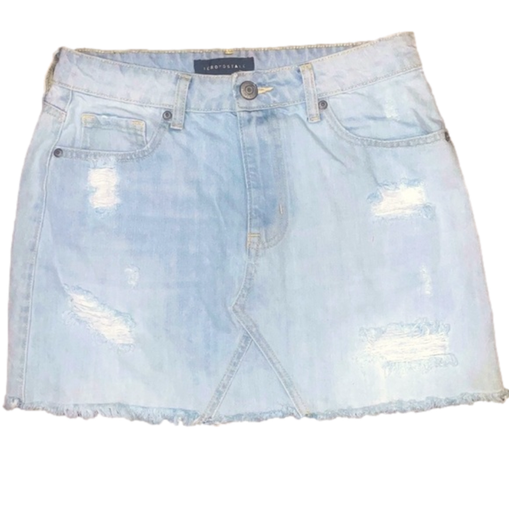 AEROPOSTALE Denim Mini Skirt small Jean Y2K Vintage Distressed Light Wash size 6